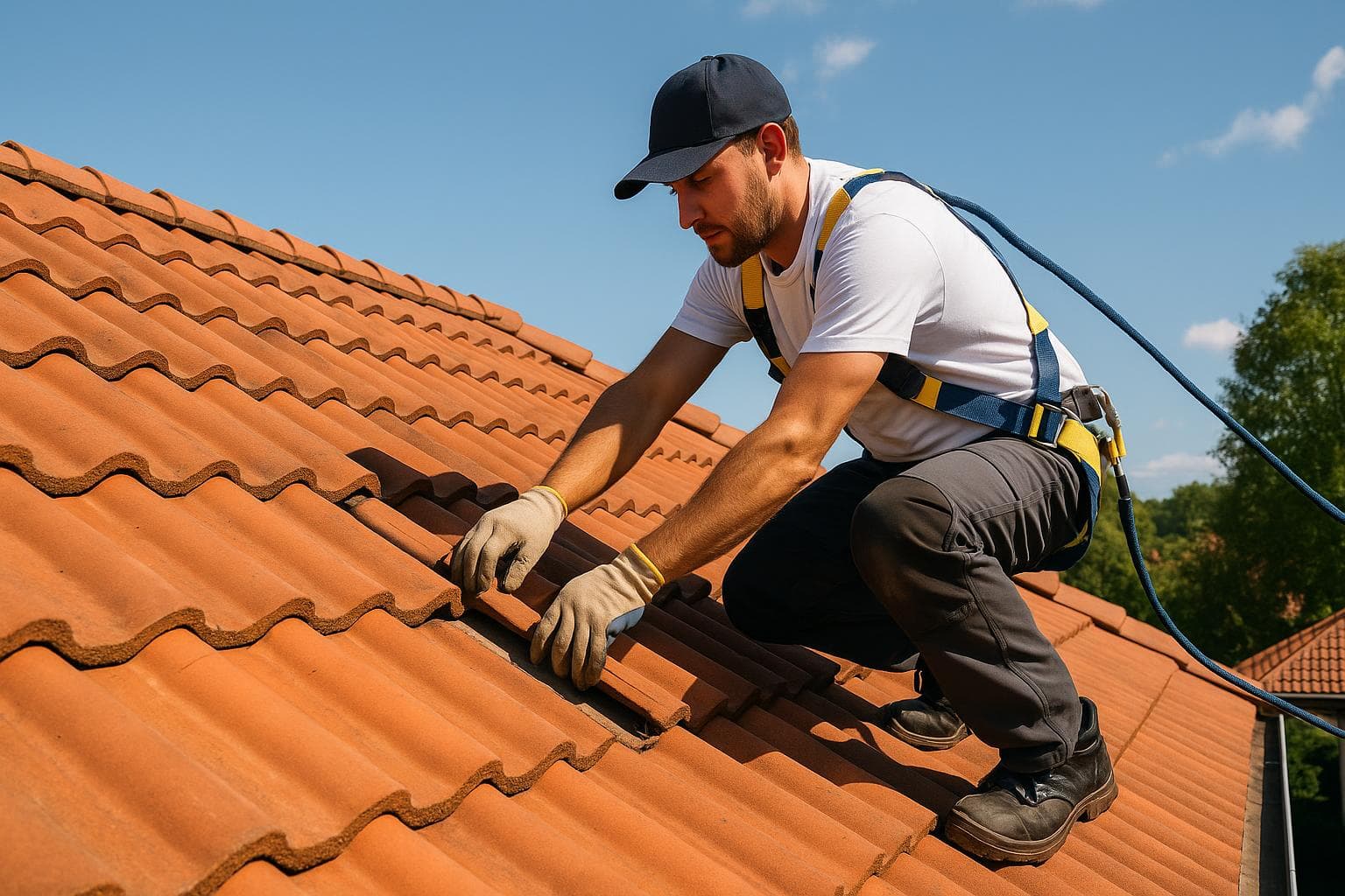 Profesional de tejados trabajando en Barcelona